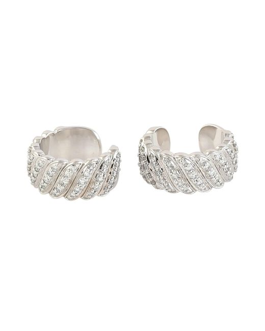 Artisan Metallic Diamond Ribbed Cuff Earrings
