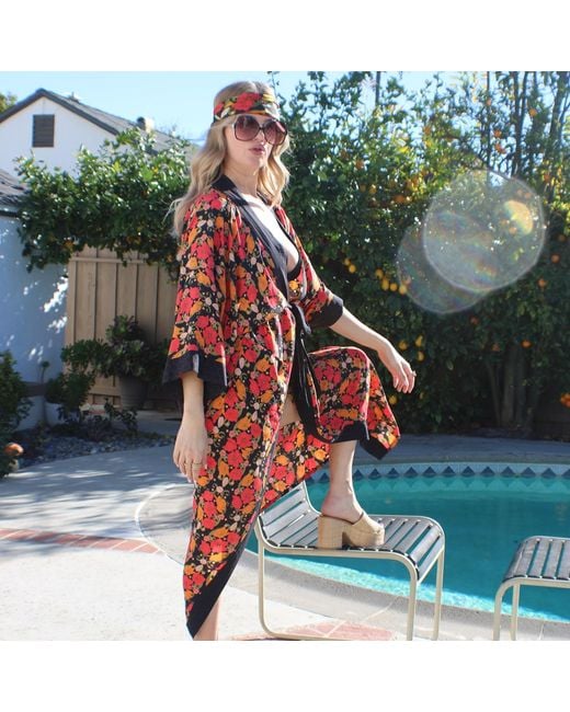 Henelle Red Night Bloom Kimono