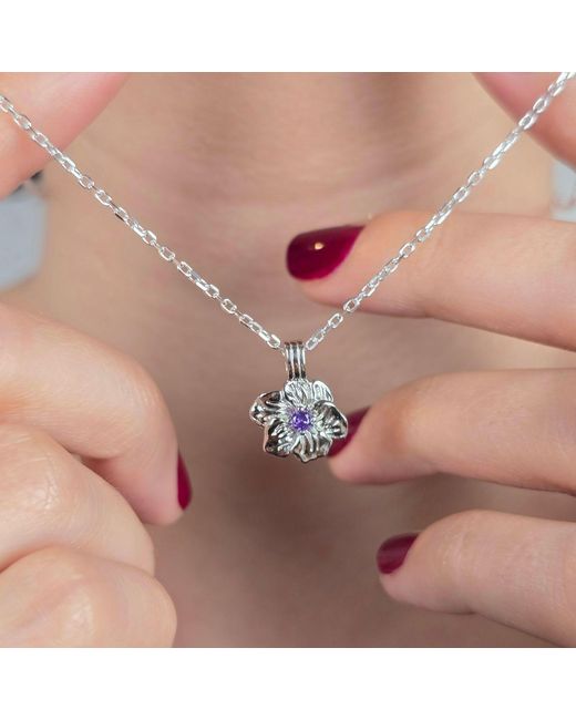 Harfi White Amethyst February Birthstone Birthflower Sterling Pendant Necklace