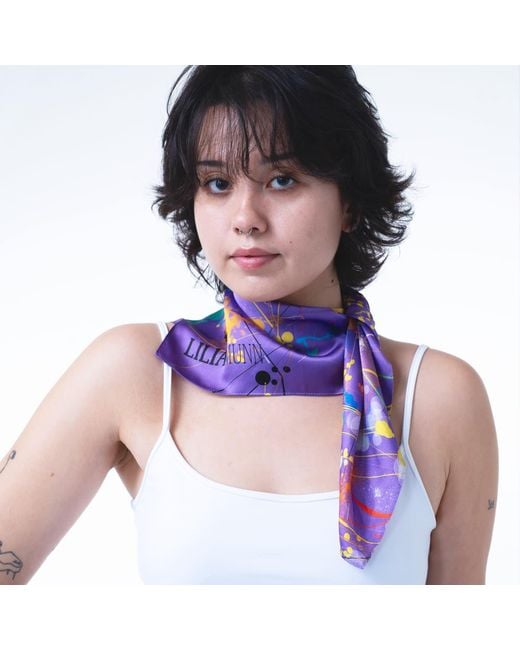 Lilia Munn Purple Mulberry Silk Scarf–