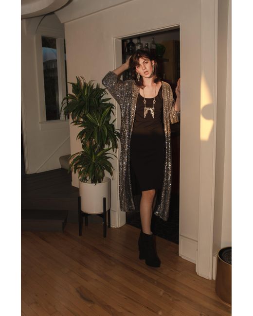 Jennafer Grace Gray Moonstone Noir Sequin Cocoon Jacket