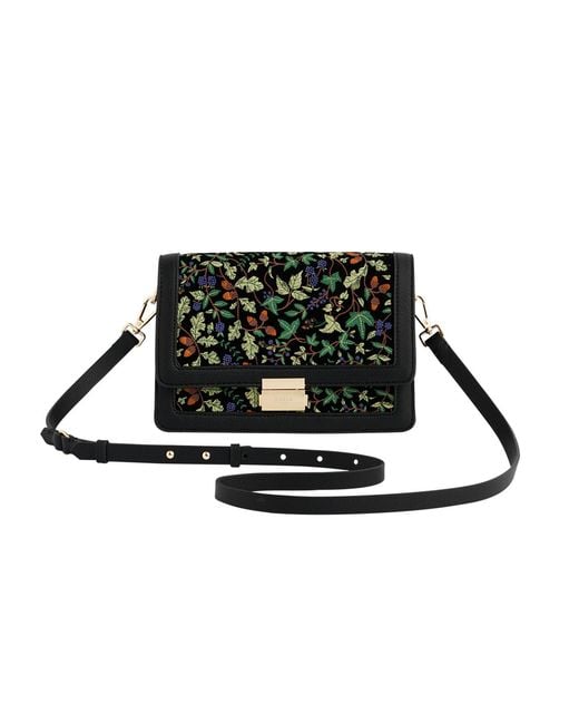 Fable England Black Embroidered Fold Over Bag