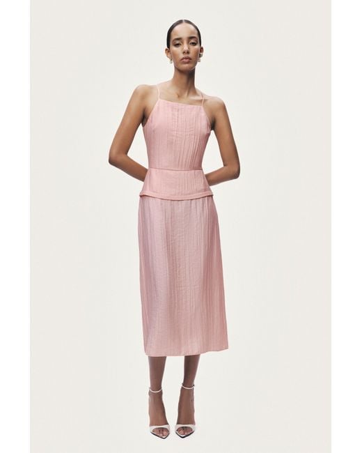 Nocturne Pink Spaghetti Strap Midi Dress