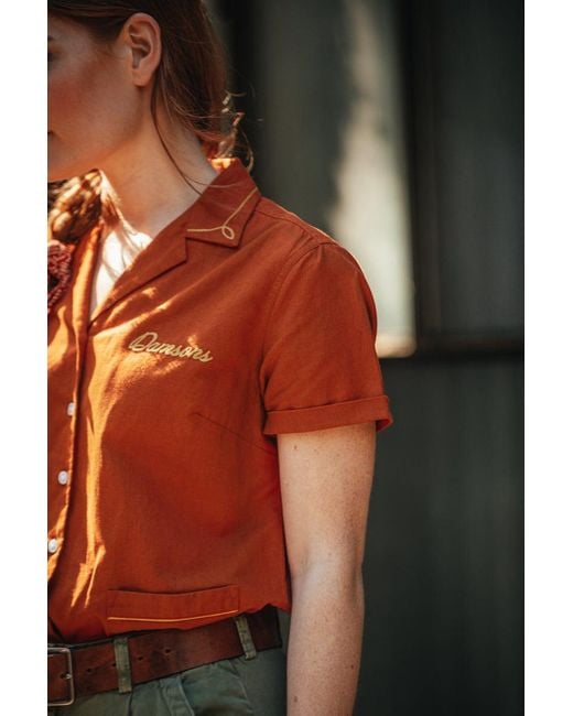 &SONS Trading Co Orange Damsons Double Bowling Shirt Burnt