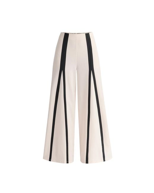 Paisie Natural Neutrals Contrast Detail Wide Leg Trousers
