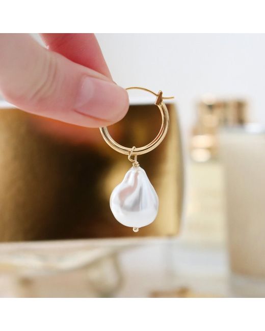 FV Jewellery Metallic Steel Me Baroque Pearl Hoop Earrings