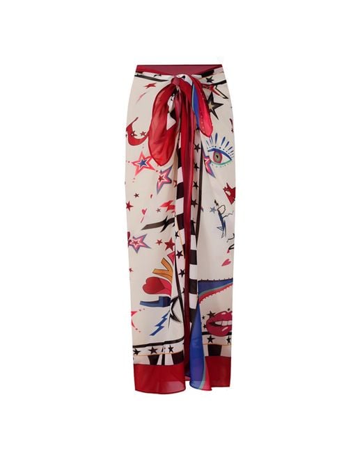 LOVEIST STORE Red Amare Pop Print Sarong Pareo