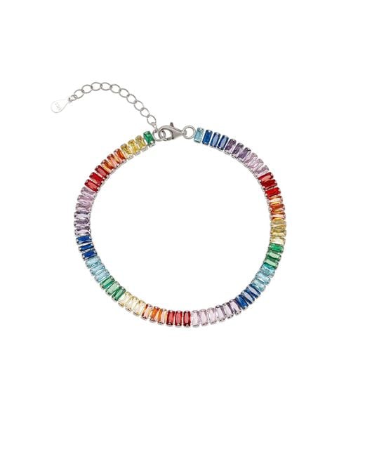 Spero London Blue Sterling Baguette Tennis Bracelet