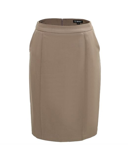 Smart and Joy Brown Straight Skirt With Stitched Folds