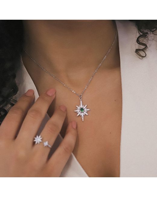 Luna Charles Metallic Heidi North Star Birthstone Necklace May