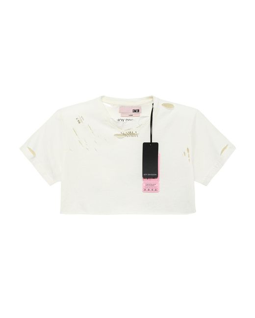 Come on White Joy Division Love Will Tear Us Apart Cropped Tee — Distressed for men