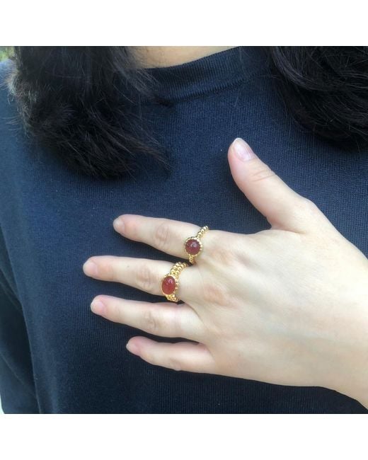 Vintouch Italy Metallic Carnelian Beady Band Ring