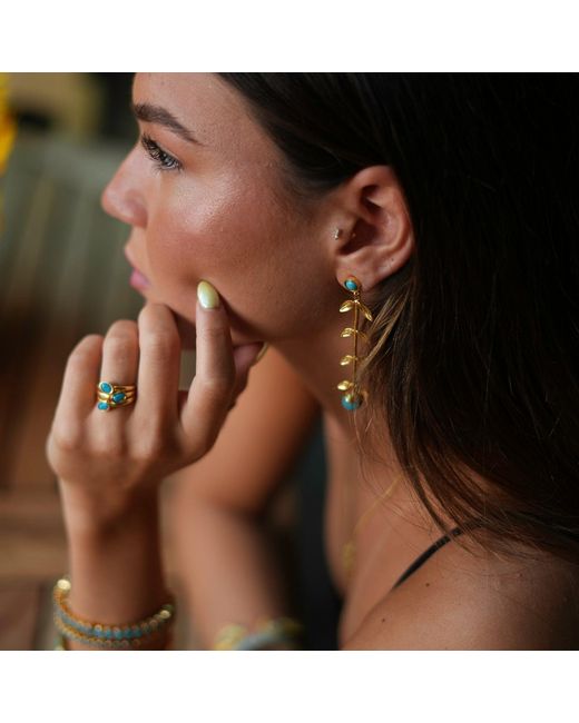 Ebru Jewelry Metallic Trio Gemstone & Stylish Adjustable Cocktail Ring