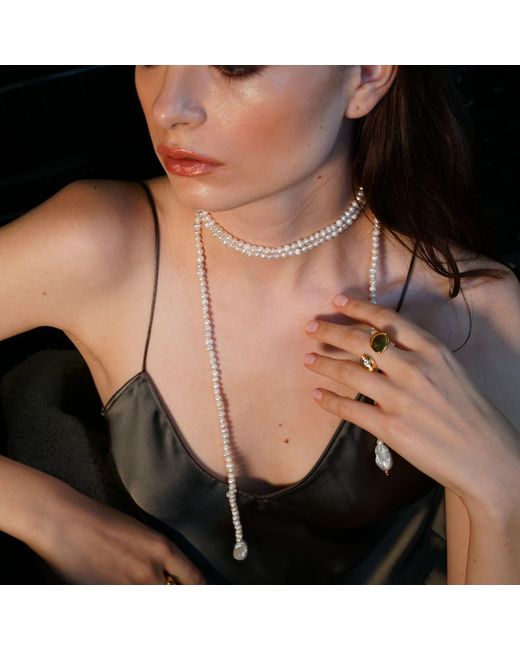 LINYA JEWELLERY White Tera Long Pearl Necklace