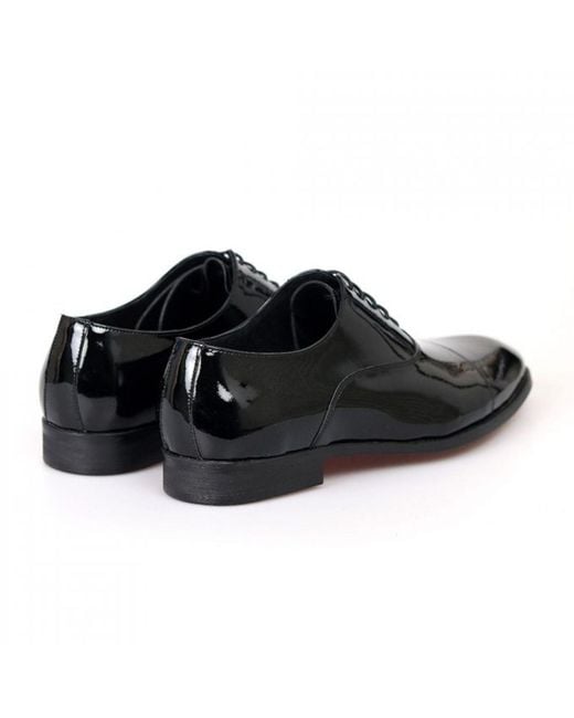 DAVID WEJ Black Frederick Patent Oxford Dress Shoe for men