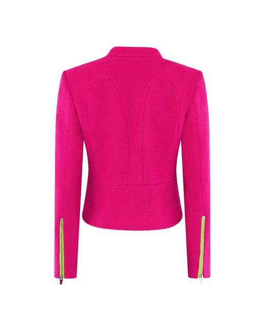 Beatrice von Tresckow Pink Magenta Biker Jacket