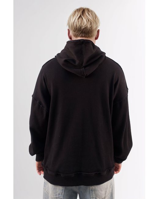 mysimplicated Black Ribbed Cotton Hoodie for men