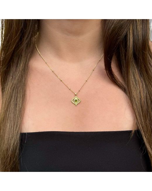 Ebru Jewelry Metallic Tourmaline Evil Eye Pendant On A Stylish Chain Necklace
