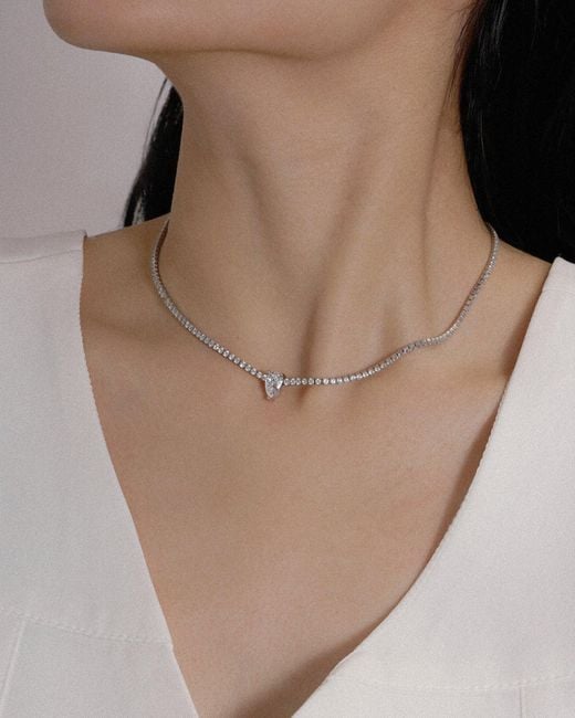 Diamonbliss Natural Marilyn Monroe Solo Pear Tennis Necklace