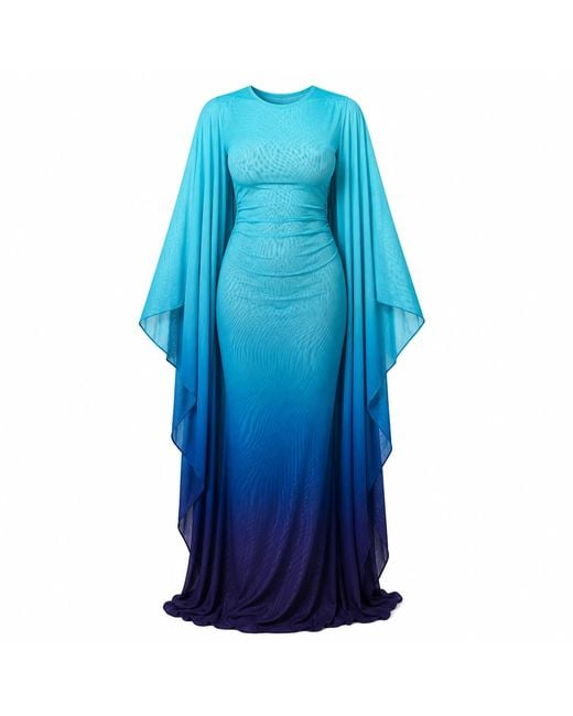 Ofuure Blue Iris Kaftan Maxi Dress