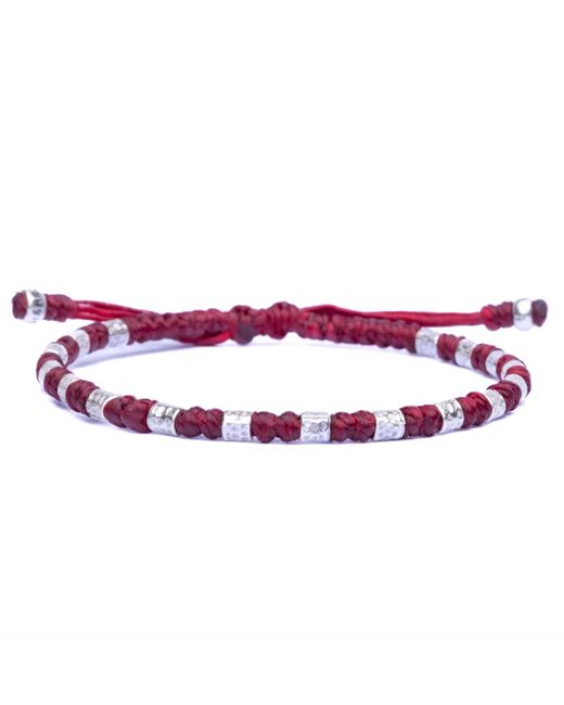 Harbour UK Bracelets Purple Viking Bracelet With Hammered Beads And Rope