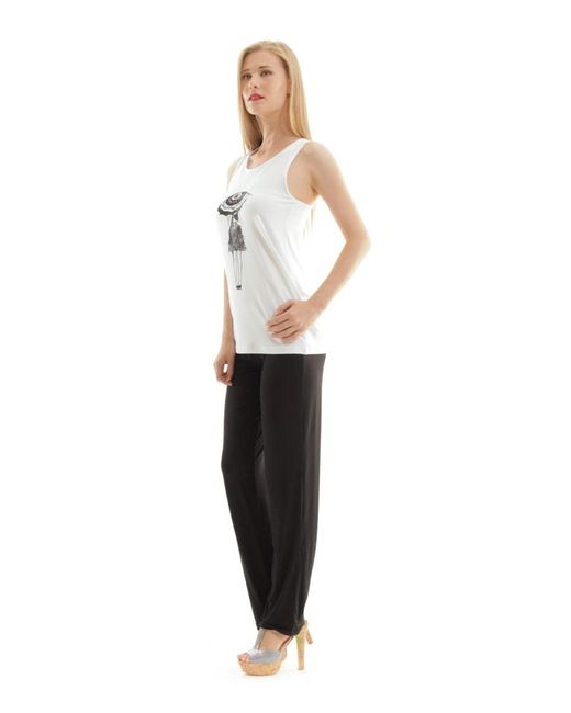 Conquista White Racer Back Print Top