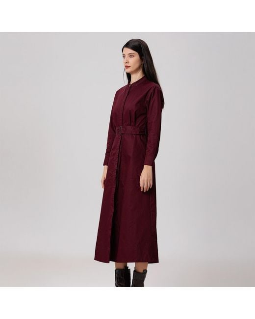 Smart and Joy Structured Cotton Shirt-Dress With Flared Skirt
