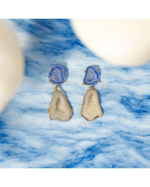 Magpie Rose Blue Cocktail Earrings
