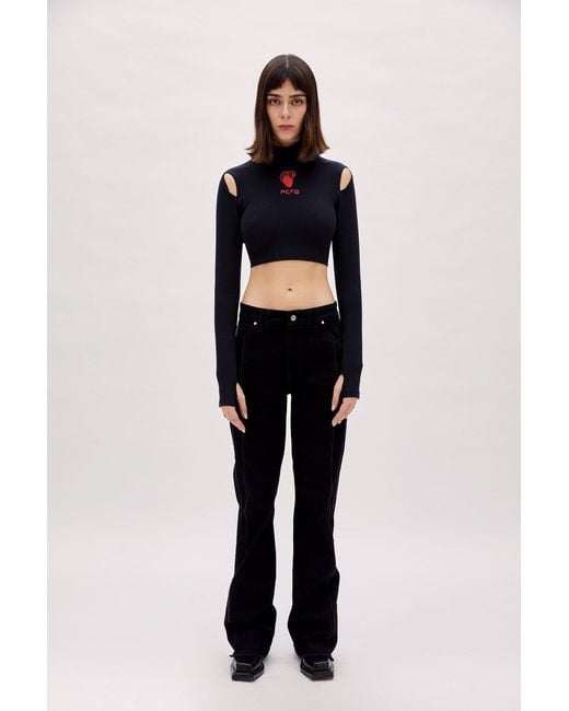 Pcfg Black Long Sleeve Crop Top