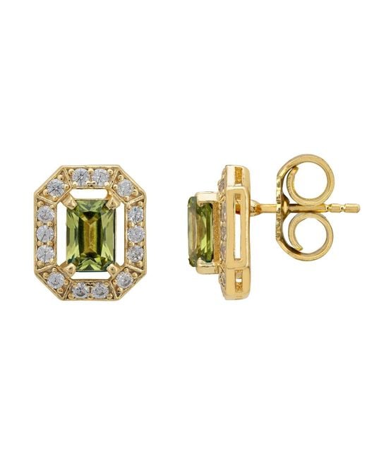 Latelita London Metallic Whistledown Gemstone Stud Earrings Peridot