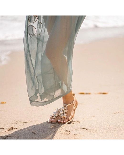 Sibylla Delphica Blue Leather Sandals With Shells