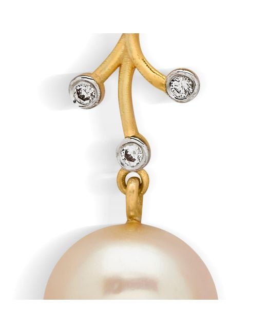 Dhwani Bansal Metallic Vira And Diamond Earrings With South Sea Pearls