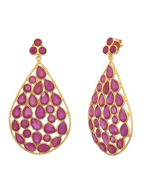 Opium Jewels Red Dew Drop Jali Earrings