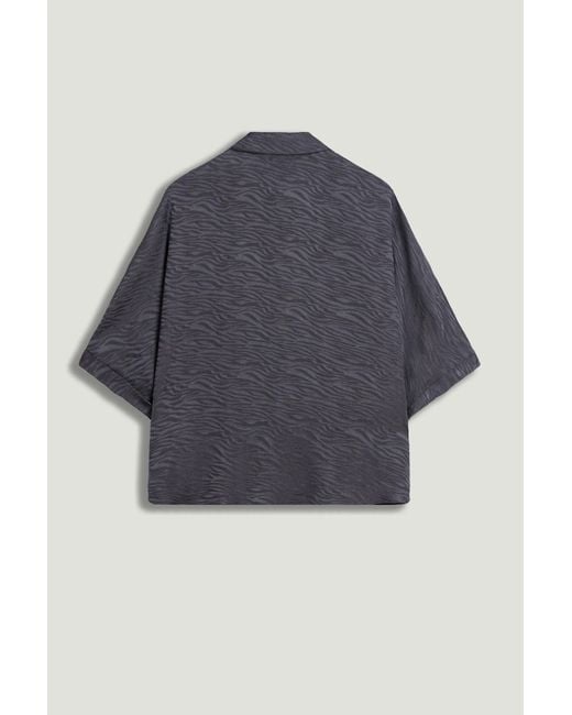 Nocturne Blue Relaxed Short-Sleeve Textured Shirt