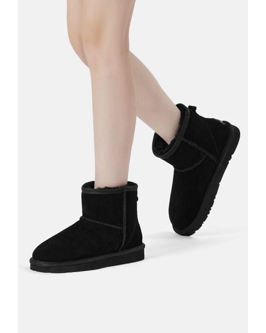 EverAu Australia Black Ostrich Leather Short Boots
