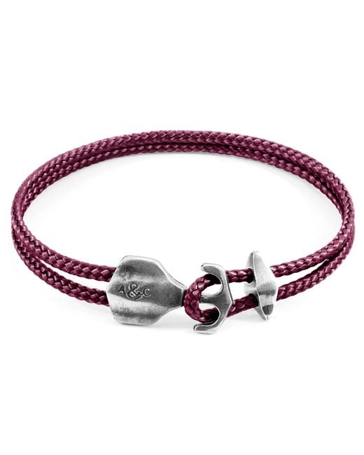 Anchor and Crew Purple Aubergine Delta Anchor & Rope Bracelet for men