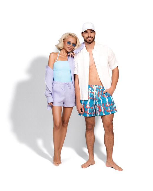 Maison Tangerine Blue Marbella Aqua Crinkle Swimsuit