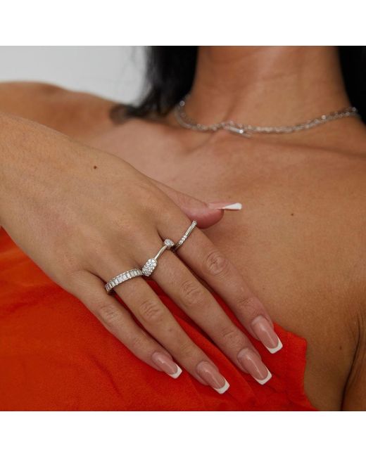 Bermuda Watch Company Metallic Annie Apple Layana Sterling Silver White Topaz Fine Band Stacking Ring