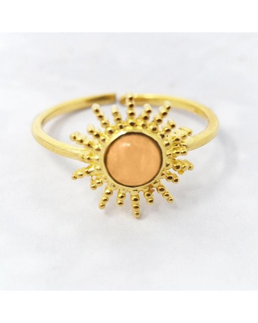 Harfi Metallic Citrine November Birthstone Sun Plated Ring