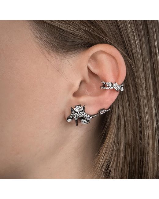 SALLY SKOUFIS Metallic Baguette Ear Cuff With Made Diamonds