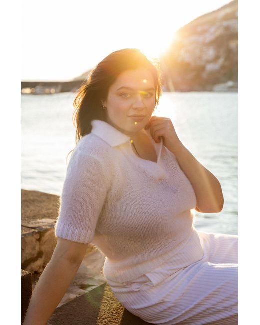 SALANIDA White Melody Mohair Polo Top