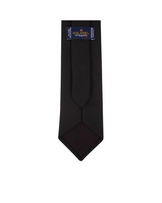 LE COLONEL Black Italian Wool Tie for men