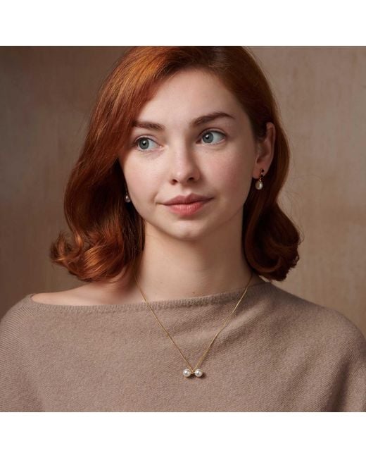 Janus Edinburgh Metallic Maat Mother Shell Pearl Balanced Twin Pearl Vermeil Necklace