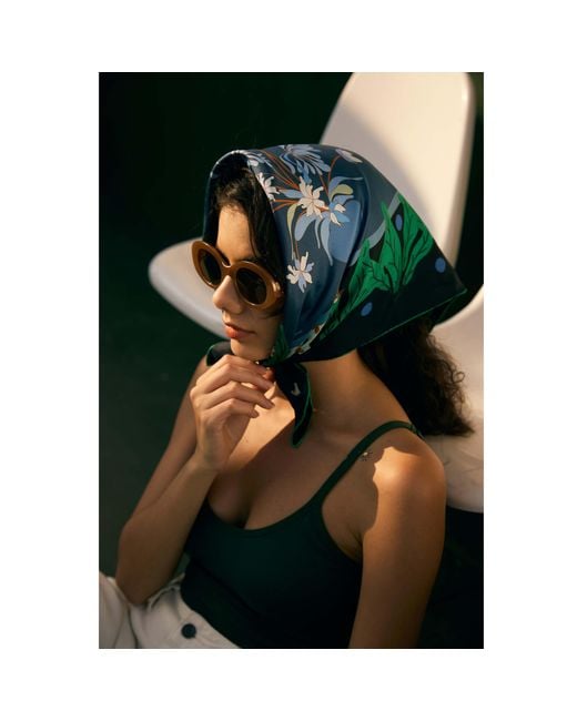 Jessie Zhao New York Blue Double Sided Silk Scarf Of Night Banquet