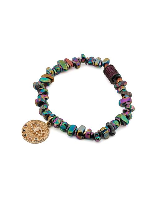 Ebru Jewelry Multicolor Hematite Stone Protective Evil Eye Lucky Elephant Bracelet Set