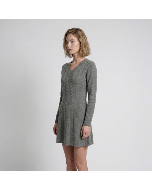 Modenaire Gray Cable Knit Dress Sculpted Texture
