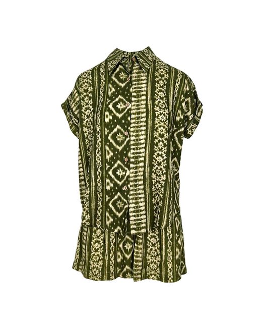 L2R THE LABEL Green Morocco Linen Boxer Shorts