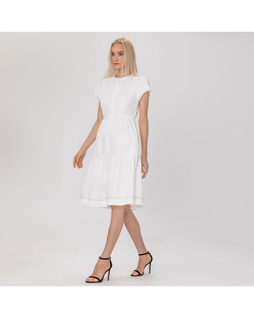 Smart and Joy White Fit-And-Fare Cotton Shirt-Dress