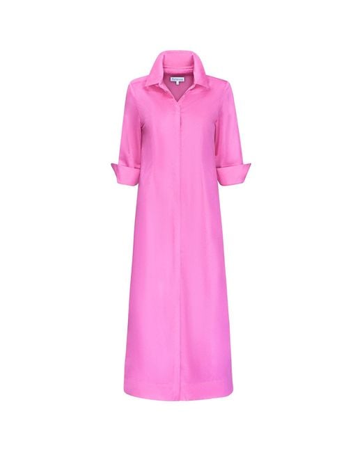 Perlavera Pink Coral Three Quarter Sleeve Length Slim Fit Maxi Dress
