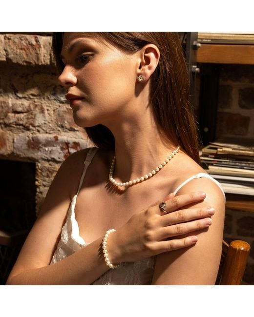 Spero London Metallic Large Natural Freshwater Pearl Strand Bracelet